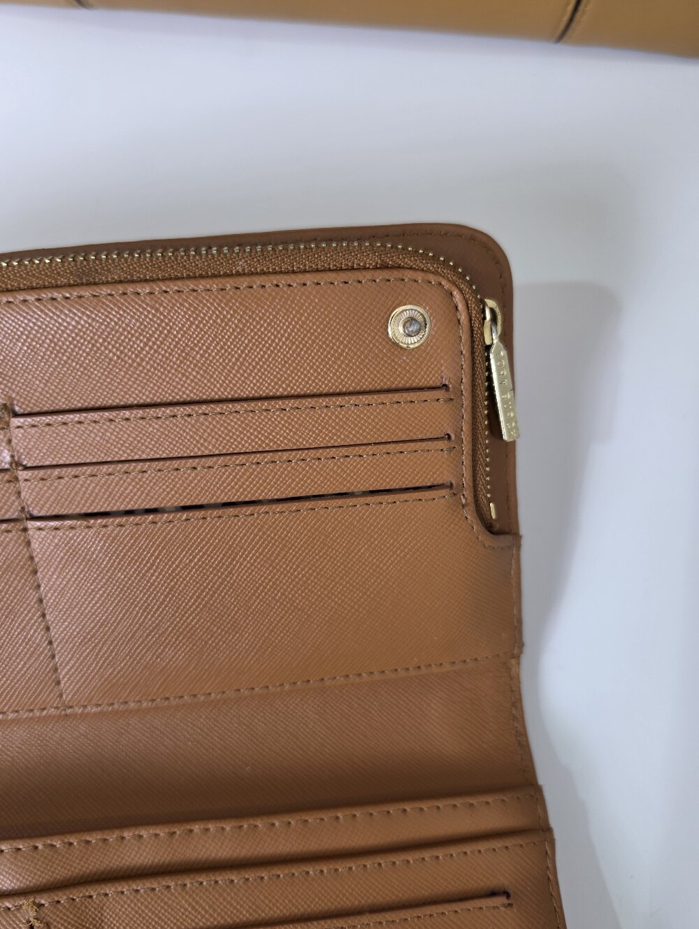 Tory Burch Saffiano Leather Continental Long Wallet / Clutch - Caramel Brown - Picture 5 of 16
